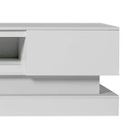 Meuble TV blanc de 63 po avec tiroirs et lumières DEL pour téléviseurs de 65 po