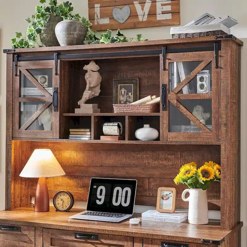 42" Farmhouse Desk Hutch