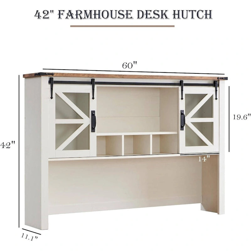 42" Farmhouse Desk Hutch