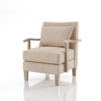 Fauteuil d'appoint contemporain en tissu beige et vinyle