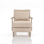Fauteuil d'appoint contemporain en tissu beige et vinyle