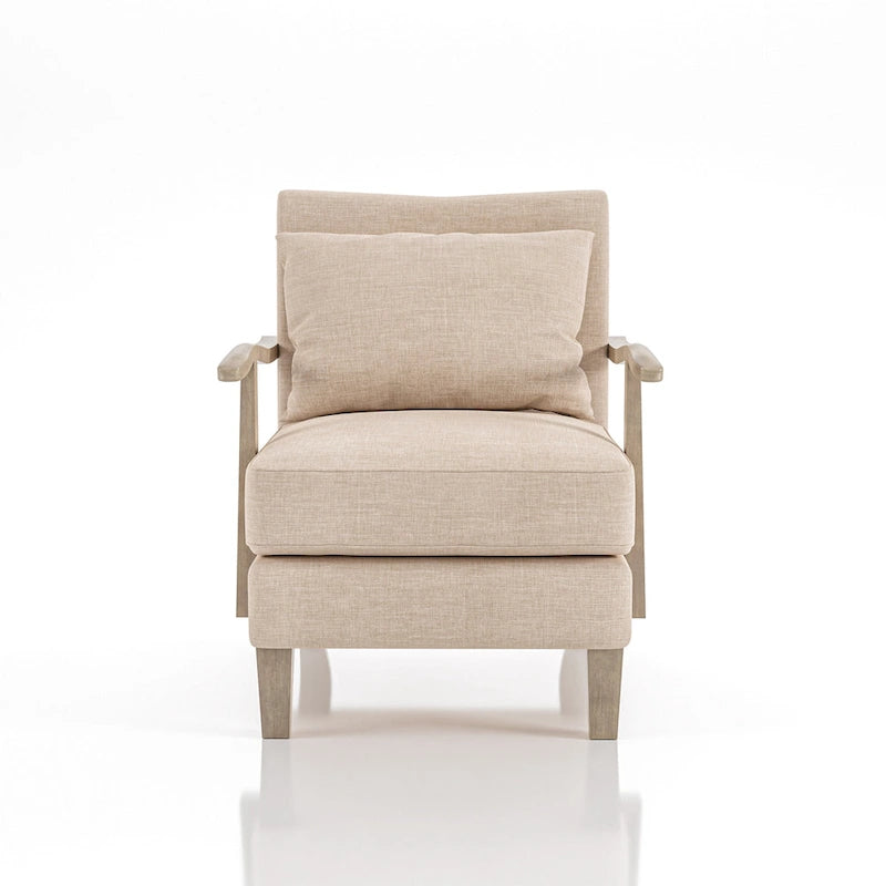 Fauteuil d'appoint contemporain en tissu beige et vinyle