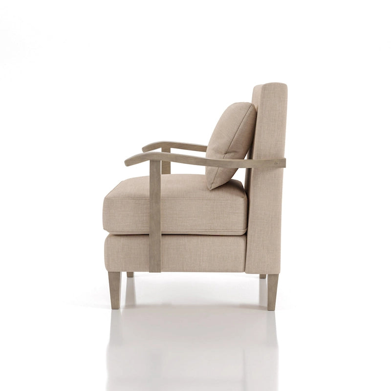 Fauteuil d'appoint contemporain en tissu beige et vinyle