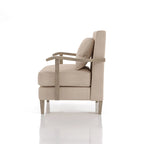 Fauteuil d'appoint contemporain en tissu beige et vinyle
