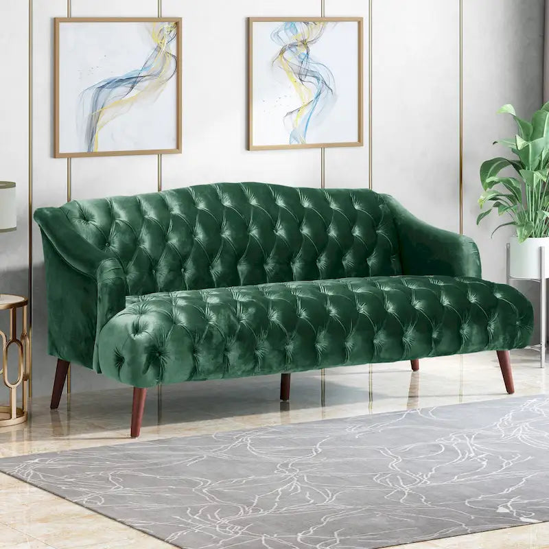 Canapé en velours capitonné Adelia Modern Glam