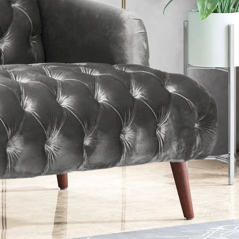 Canapé en velours capitonné Adelia Modern Glam