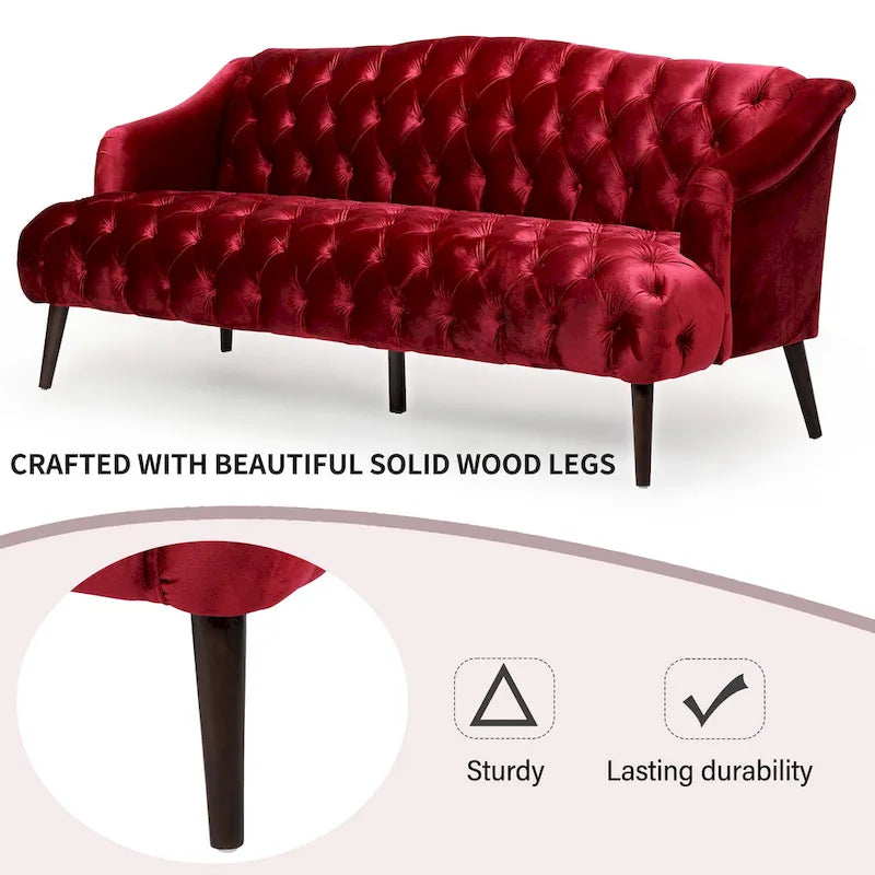 Canapé en velours capitonné Adelia Modern Glam