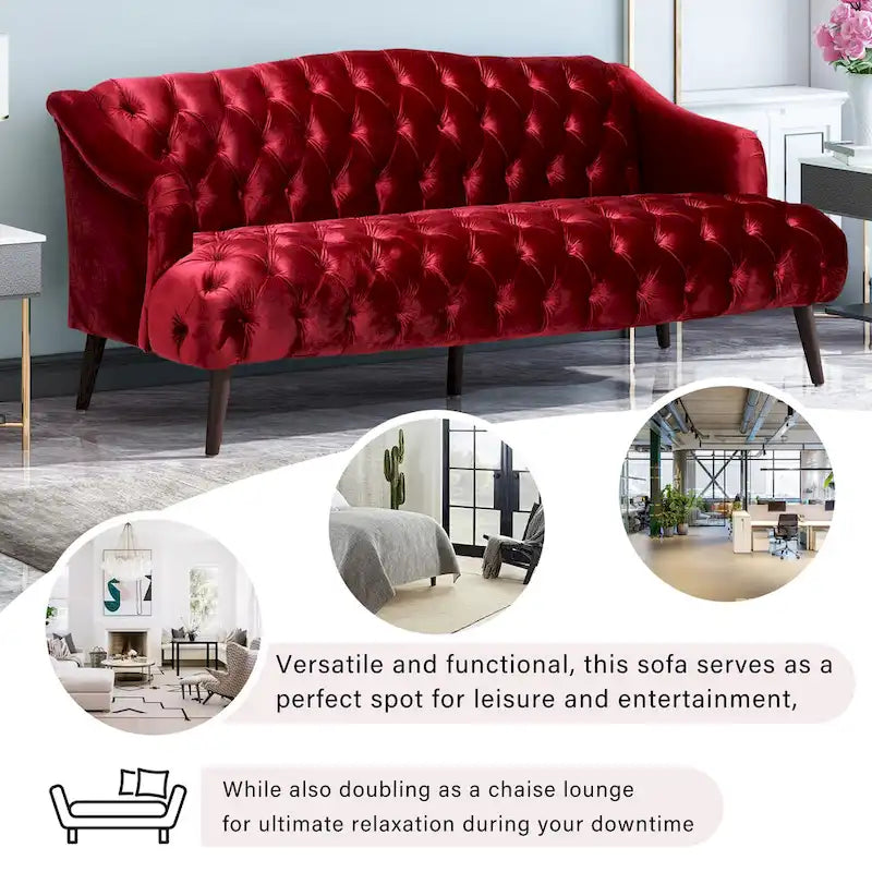 Canapé en velours capitonné Adelia Modern Glam