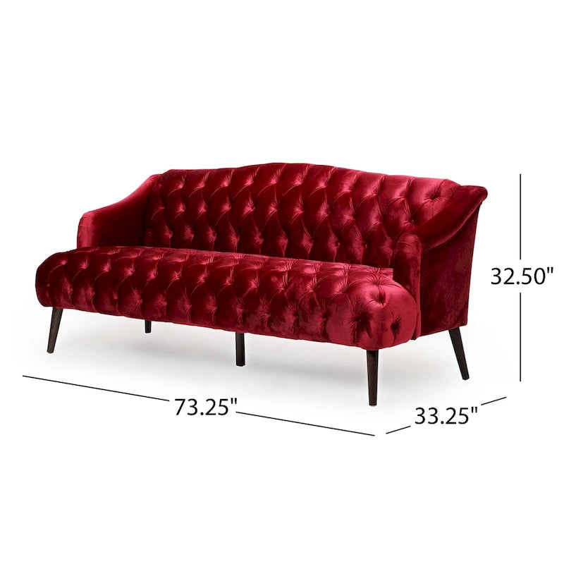 Canapé en velours capitonné Adelia Modern Glam