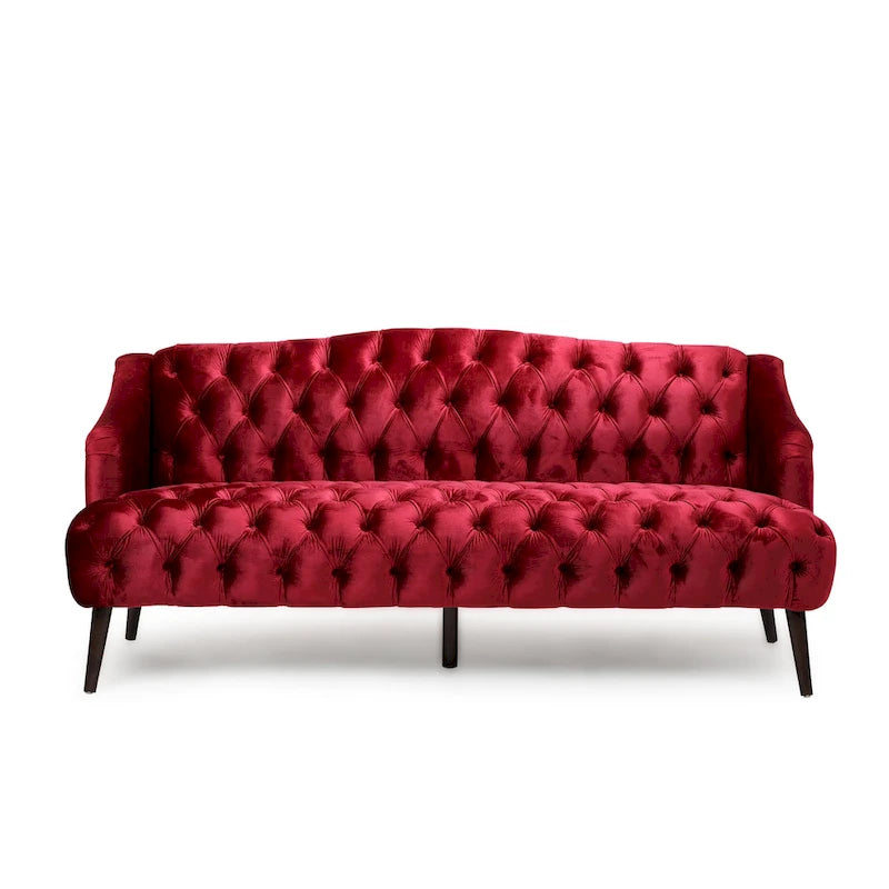 Canapé en velours capitonné Adelia Modern Glam