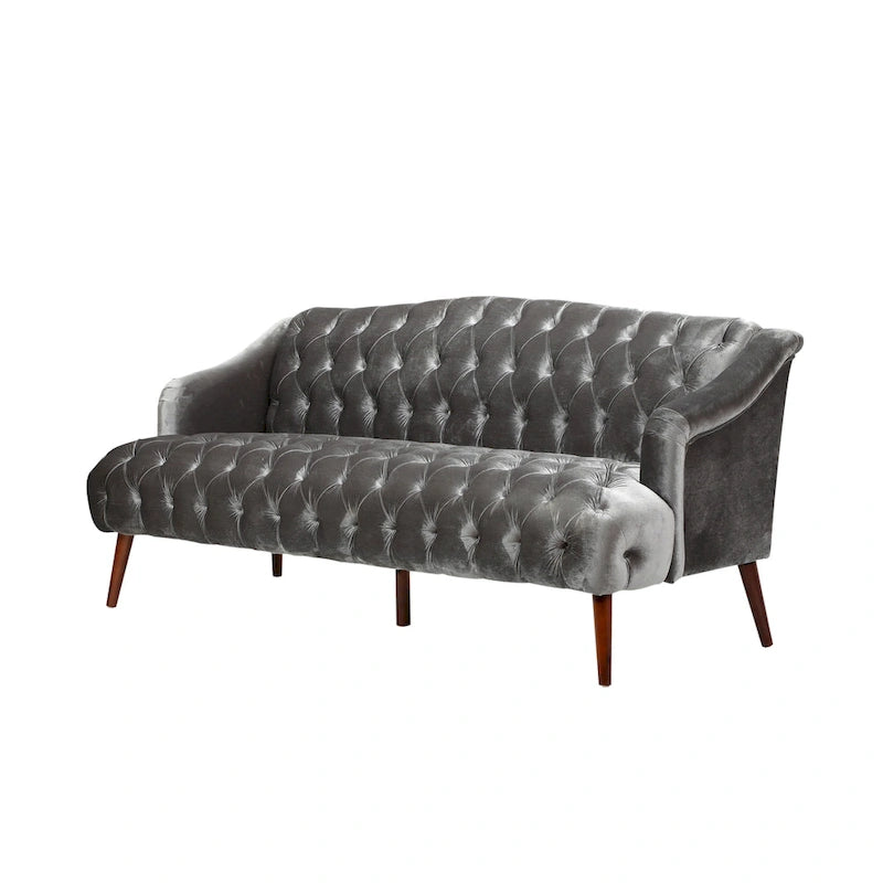 Canapé en velours capitonné Adelia Modern Glam