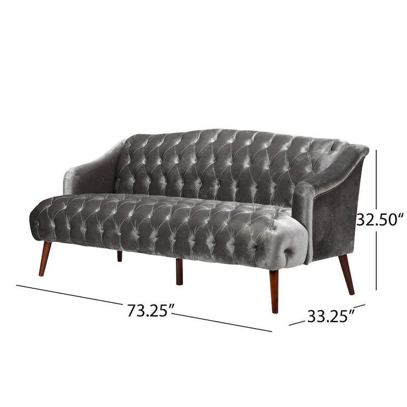 Canapé en velours capitonné Adelia Modern Glam