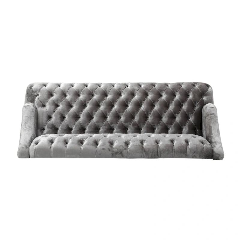 Canapé en velours capitonné Adelia Modern Glam