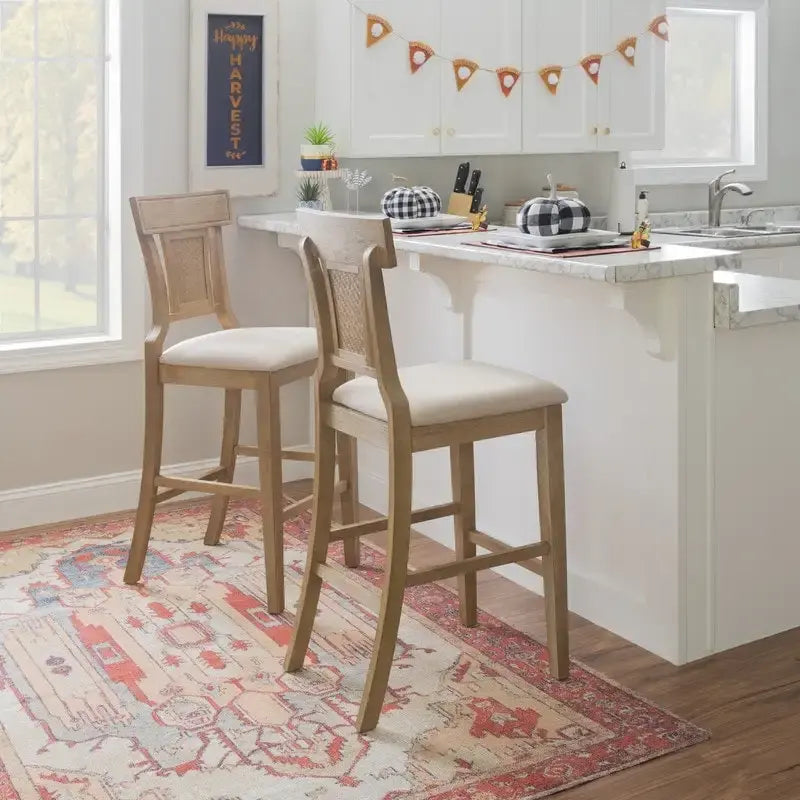 Handwoven Rattan Farmhouse Bar Stool