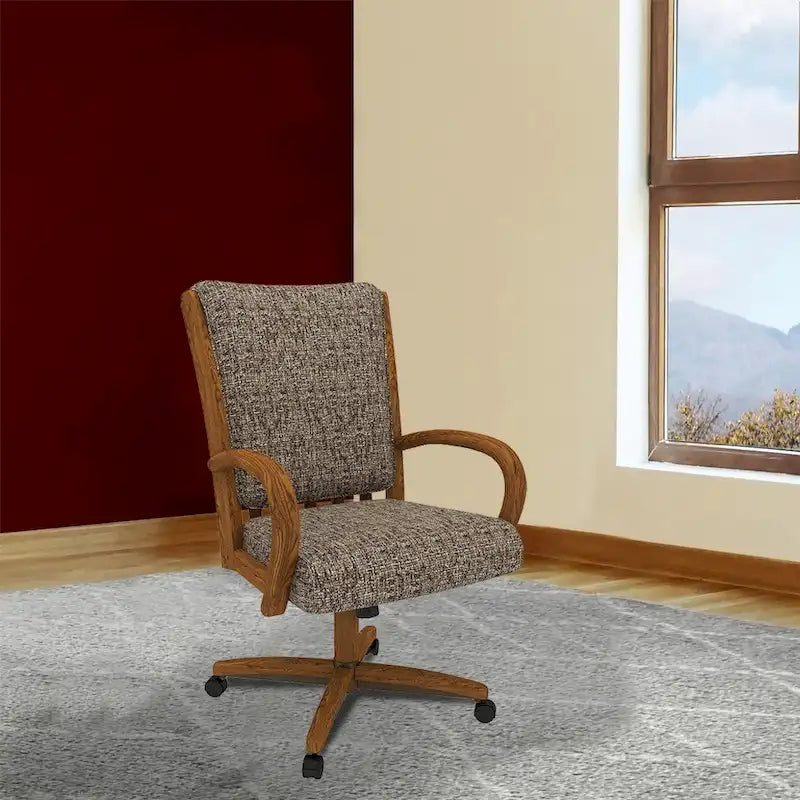 Darell Caster Dining Chair in Chestnut Finish