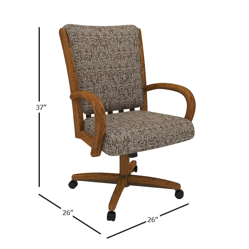 Darell Caster Dining Chair in Chestnut Finish