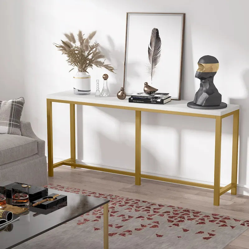 Console extra longue de 180 cm pour canapé, table d'entrée étroite