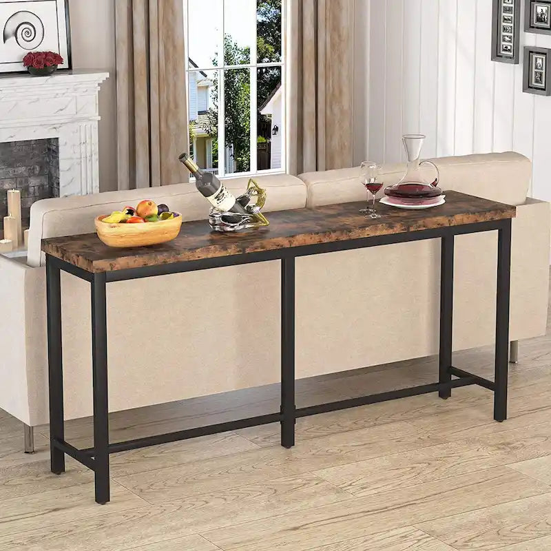 Console extra longue de 180 cm pour canapé, table d'entrée étroite