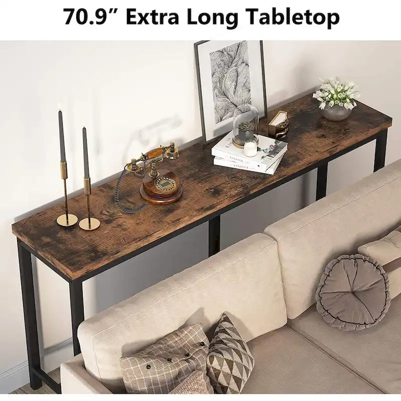 Console extra longue de 180 cm pour canapé, table d'entrée étroite