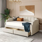 Lit de repos double rembourré avec tiroirs de rangement