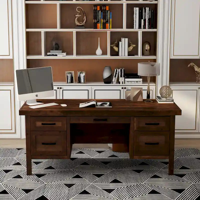 Bureau de direction Sausalito 71 po, aucun assemblage requis, finition Whiskey