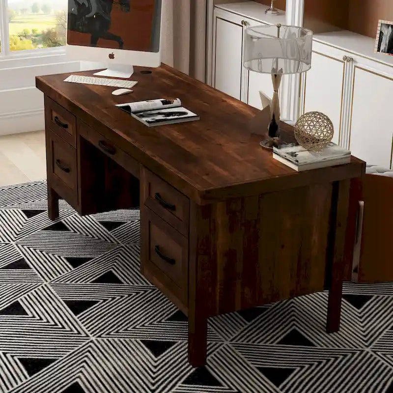 Bureau de direction Sausalito 71 po, aucun assemblage requis, finition Whiskey