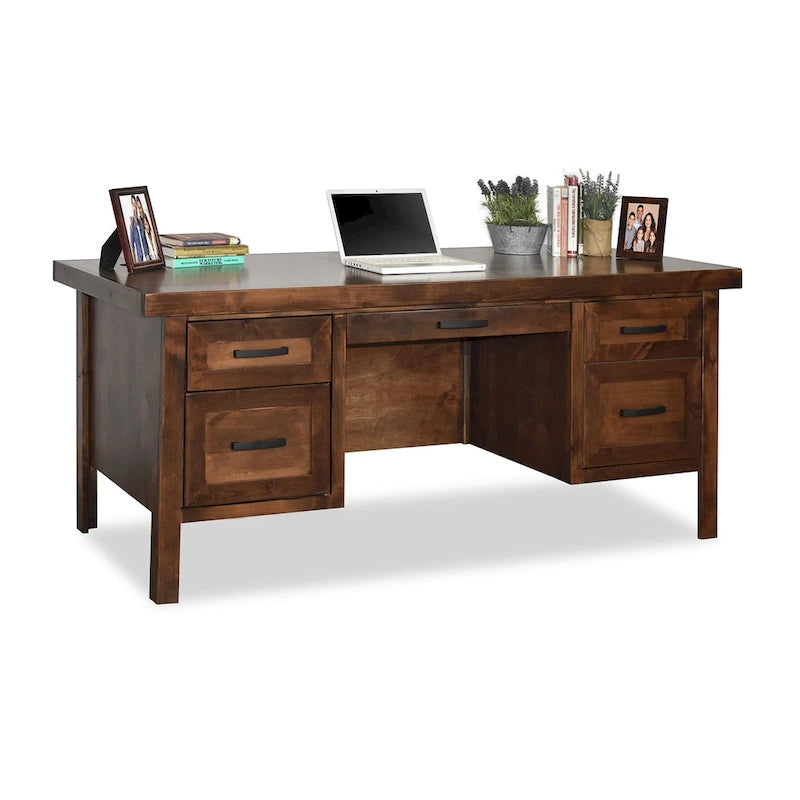 Bureau de direction Sausalito 71 po, aucun assemblage requis, finition Whiskey