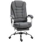 Chaise de bureau de direction à dossier haut : repose-pieds, tissu de lin, accoudoirs rembourrés - Ergonomique