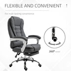 Chaise de bureau de direction à dossier haut : repose-pieds, tissu de lin, accoudoirs rembourrés - Ergonomique