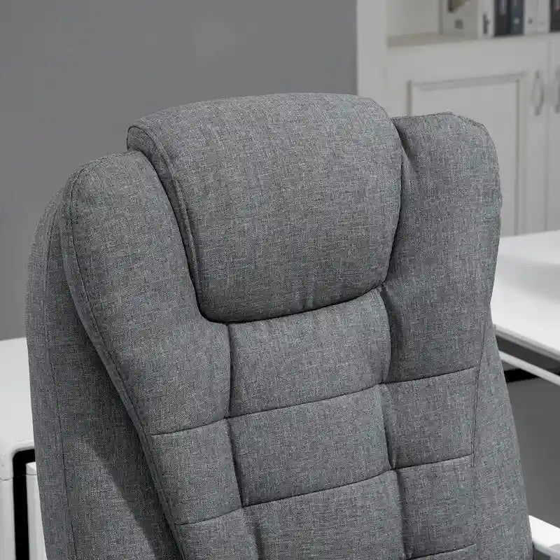 Chaise de bureau de direction à dossier haut : repose-pieds, tissu de lin, accoudoirs rembourrés - Ergonomique