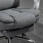 Chaise de bureau de direction à dossier haut : repose-pieds, tissu de lin, accoudoirs rembourrés - Ergonomique
