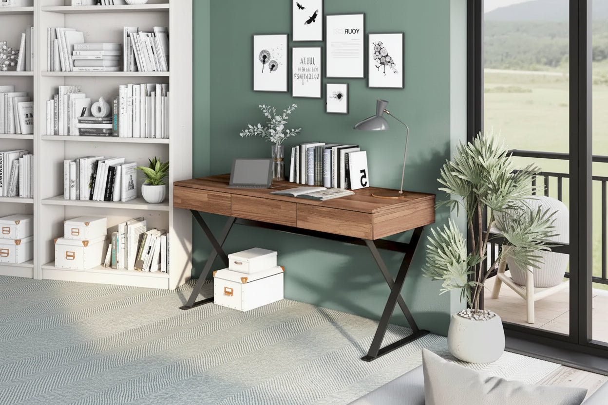 Vae Industrial Black 59-inch Metal Computer Desk with USB by Furniture of America