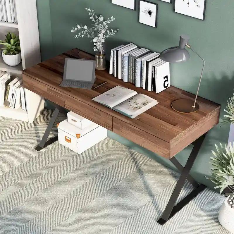 Industrial Black 59-inch Metal Computer Desk with USB