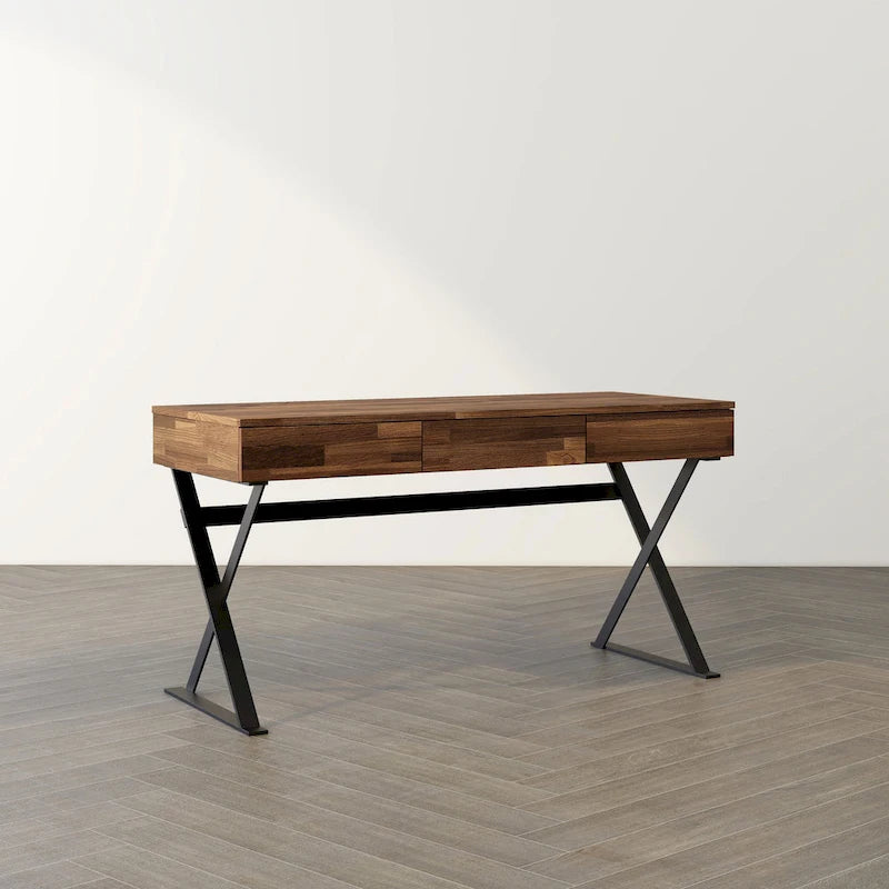 Industrial Black 59-inch Metal Computer Desk with USB