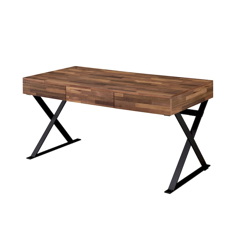 Industrial Black 59-inch Metal Computer Desk with USB