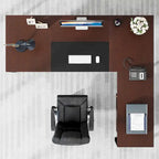 Bureau de direction de 180 cm avec classeur Grand bureau de direction d'angle en L Bureau d'ordinateur