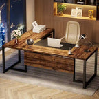 Bureau de direction de 180 cm avec classeur Grand bureau de direction d'angle en L Bureau d'ordinateur