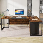 Bureau de direction de 180 cm avec classeur Grand bureau de direction d'angle en L Bureau d'ordinateur