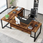 Bureau de direction de 180 cm avec classeur Grand bureau de direction d'angle en L Bureau d'ordinateur