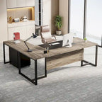 Bureau de direction de 180 cm avec classeur Grand bureau de direction d'angle en L Bureau d'ordinateur