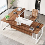 Bureau de direction de 180 cm avec classeur Grand bureau de direction d'angle en L Bureau d'ordinateur