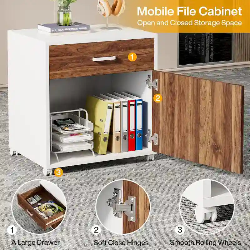 Bureau de direction de 180 cm avec classeur Grand bureau de direction d'angle en L Bureau d'ordinateur