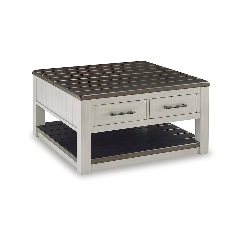 Table basse relevable Darborn grise/marron – 35,5 larg. x 35,5 prof. x 19,38 haut.