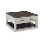 Table basse relevable Darborn grise/marron – 35,5 larg. x 35,5 prof. x 19,38 haut.