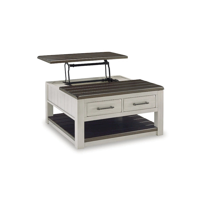 Table basse relevable Darborn grise/marron – 35,5 larg. x 35,5 prof. x 19,38 haut.