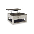 Table basse relevable Darborn grise/marron – 35,5 larg. x 35,5 prof. x 19,38 haut.