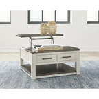 Table basse relevable Darborn grise/marron – 35,5 larg. x 35,5 prof. x 19,38 haut.