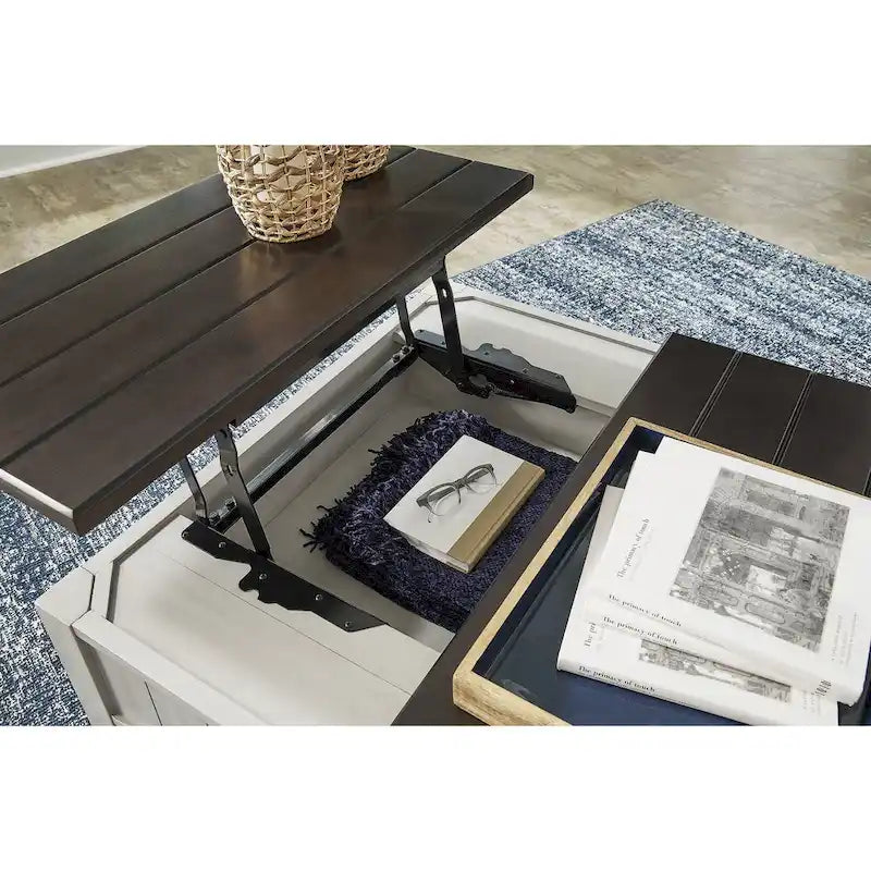 Table basse relevable Darborn grise/marron – 35,5 larg. x 35,5 prof. x 19,38 haut.
