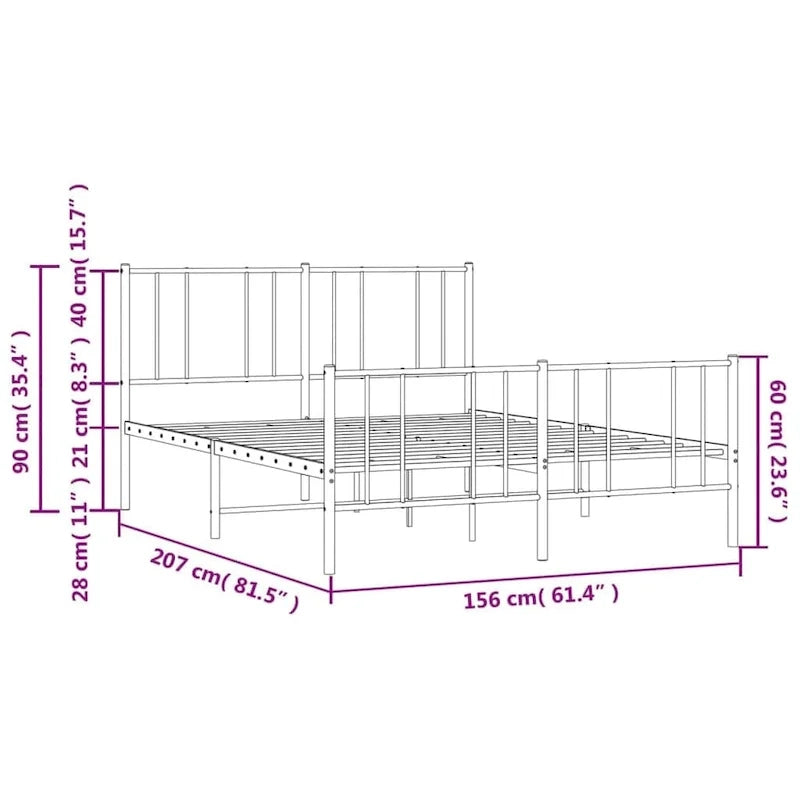 Cadre de lit en métal avec tête de lit, sans matelas