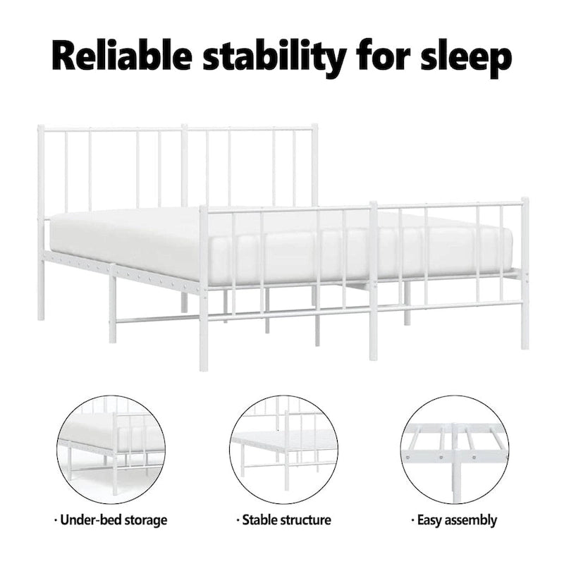Cadre de lit en métal avec tête de lit, sans matelas